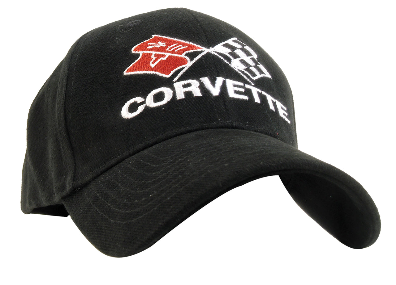 Cap-Crossed-Flags-Black-25939-Corvette-Store-Online