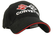 Cap-Crossed-Flags---Black-W/Red-Trim-25940-Corvette-Store-Online