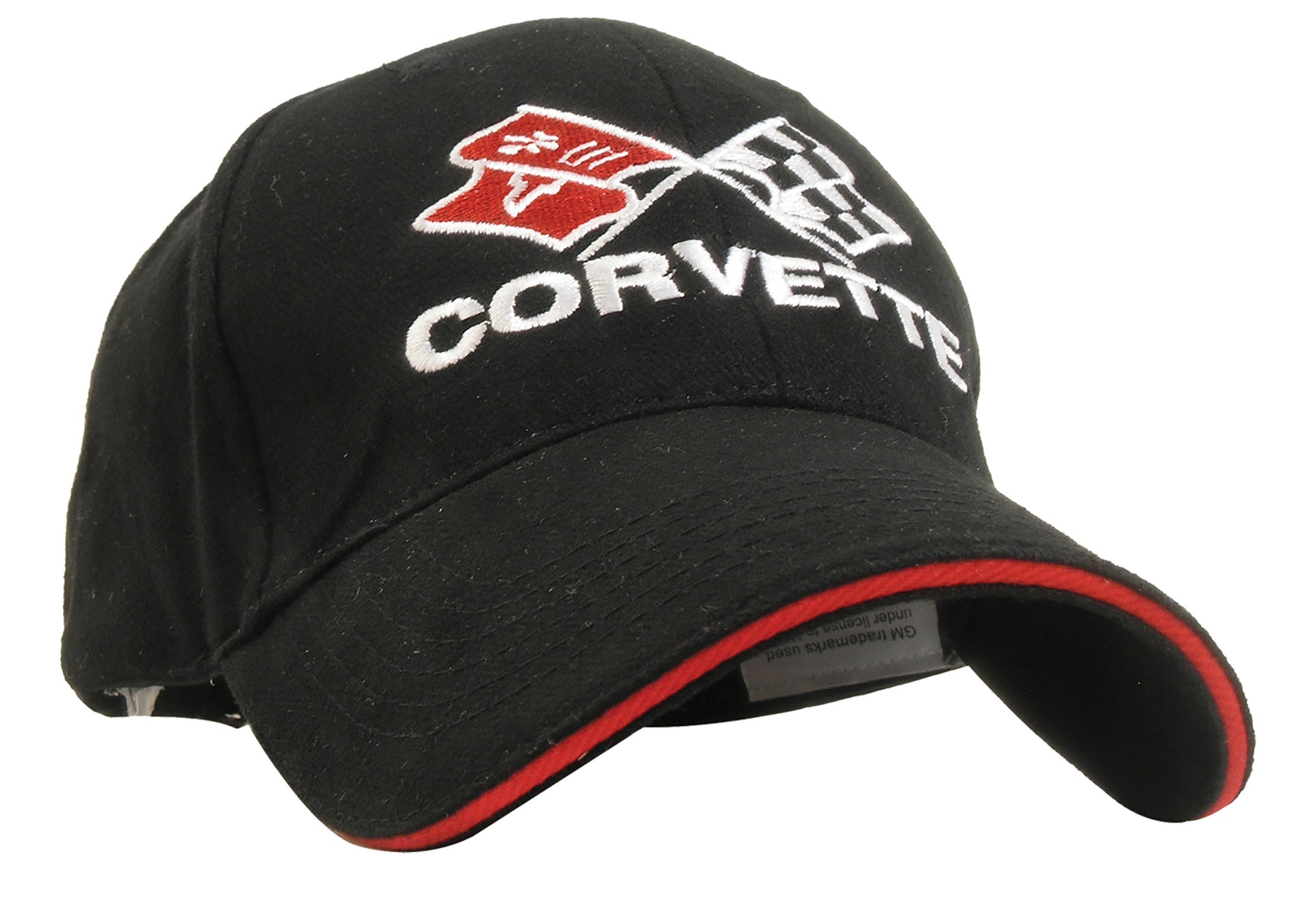 Cap-Crossed-Flags---Black-W/Red-Trim-25940-Corvette-Store-Online