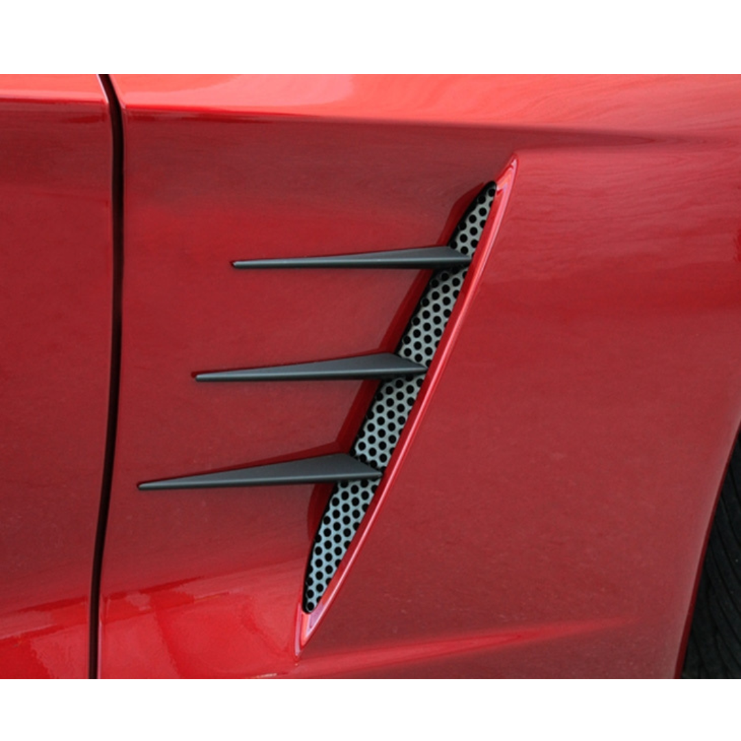 C6 Corvette Vent Spears w/ Perforated Vent "Blakk Stealth" - 8Pc Stainless Steel