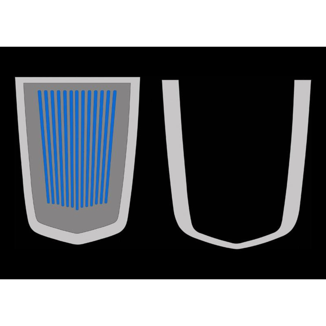 C6 Corvette ZR1 Engine Shroud Cover Ribbed Style w/ Space for Emblem - 2Pc Polished Stainless Steel