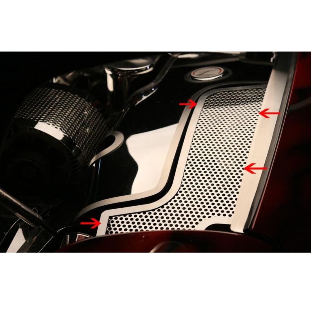 C5 Corvette Inner Fender Accent Plates - Perforated Polished Stainless Steel