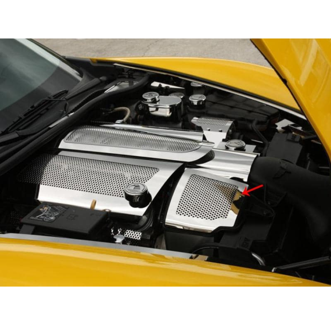C6 Corvette Air Capacitor Cover - 2Pc Polished Perforated Stainless Steel