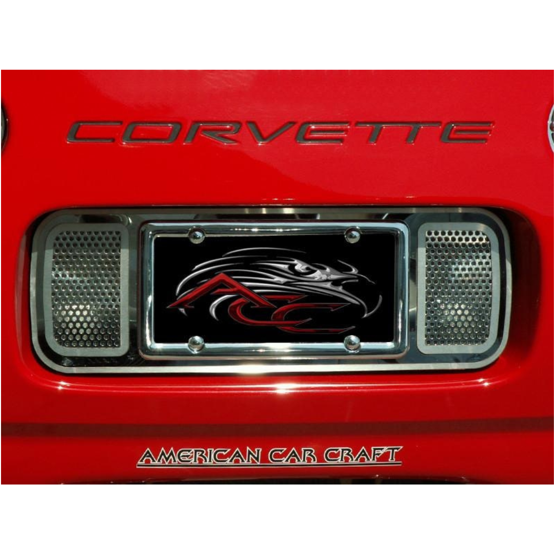 C5 Corvette Rear Tag-Back Plate - Polished Perforated Stainless Steel