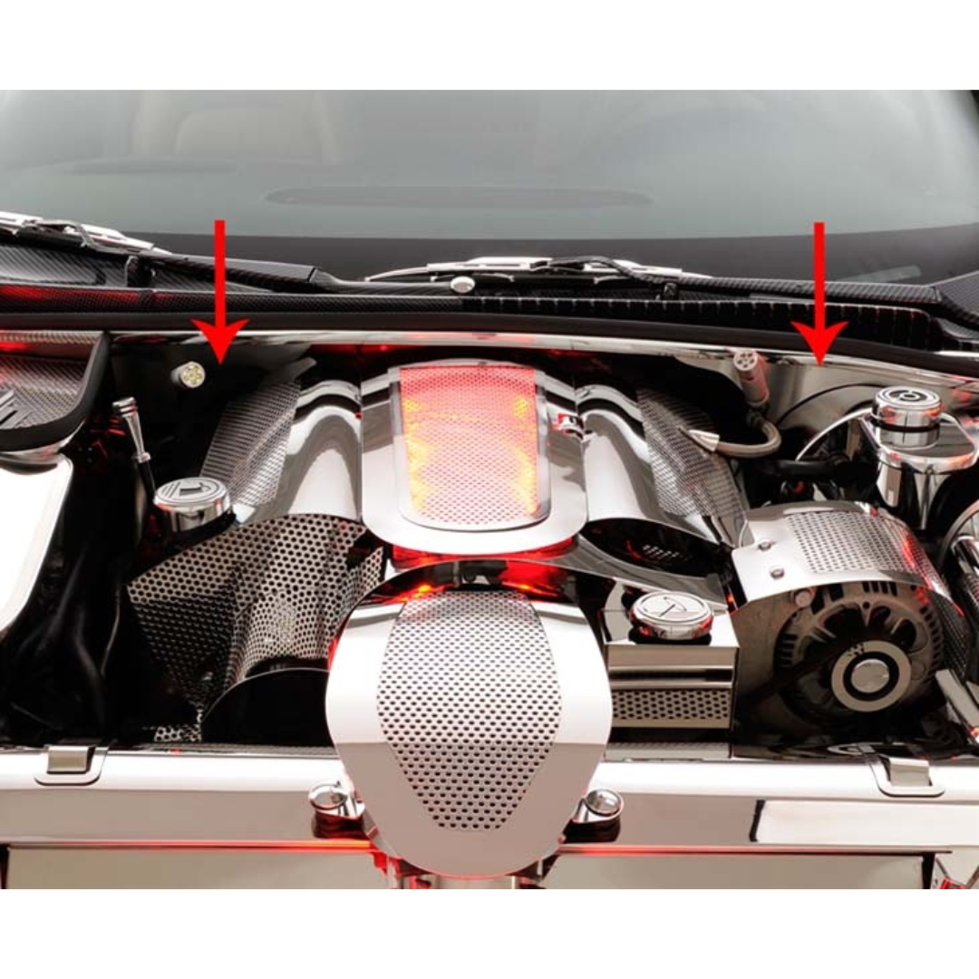 C5 Corvette Firewall Cover - 2Pc Brushed Stainless Steel
