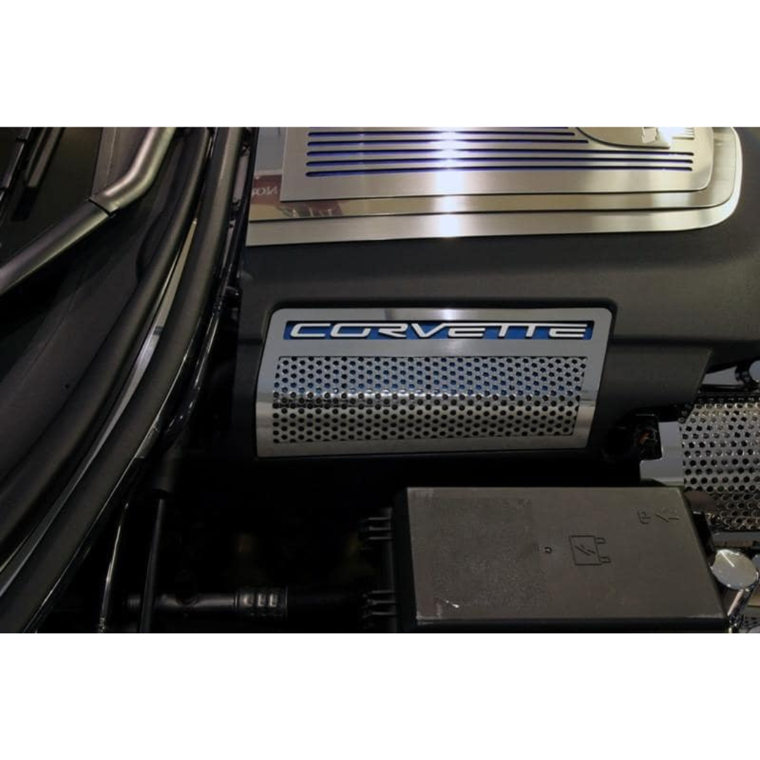 C6 Corvette ZR1 Engine Shroud Side Inserts - 2Pc Perforated Stainless Steel