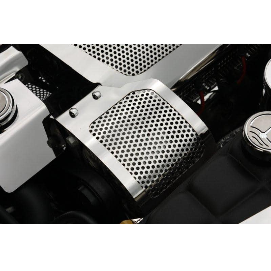 C6 Corvette Alternator Cover | Polished Perforated Stainless Steel