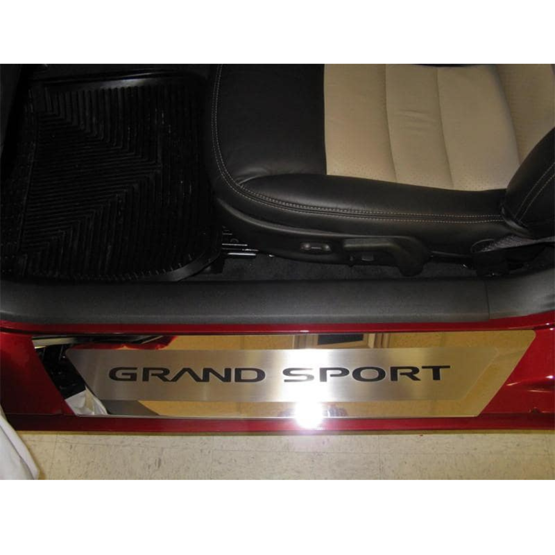 C6 Corvette Grand Sport Outer Doorsills Polished Stainless Steel w/ Carbon Fiber Inlay