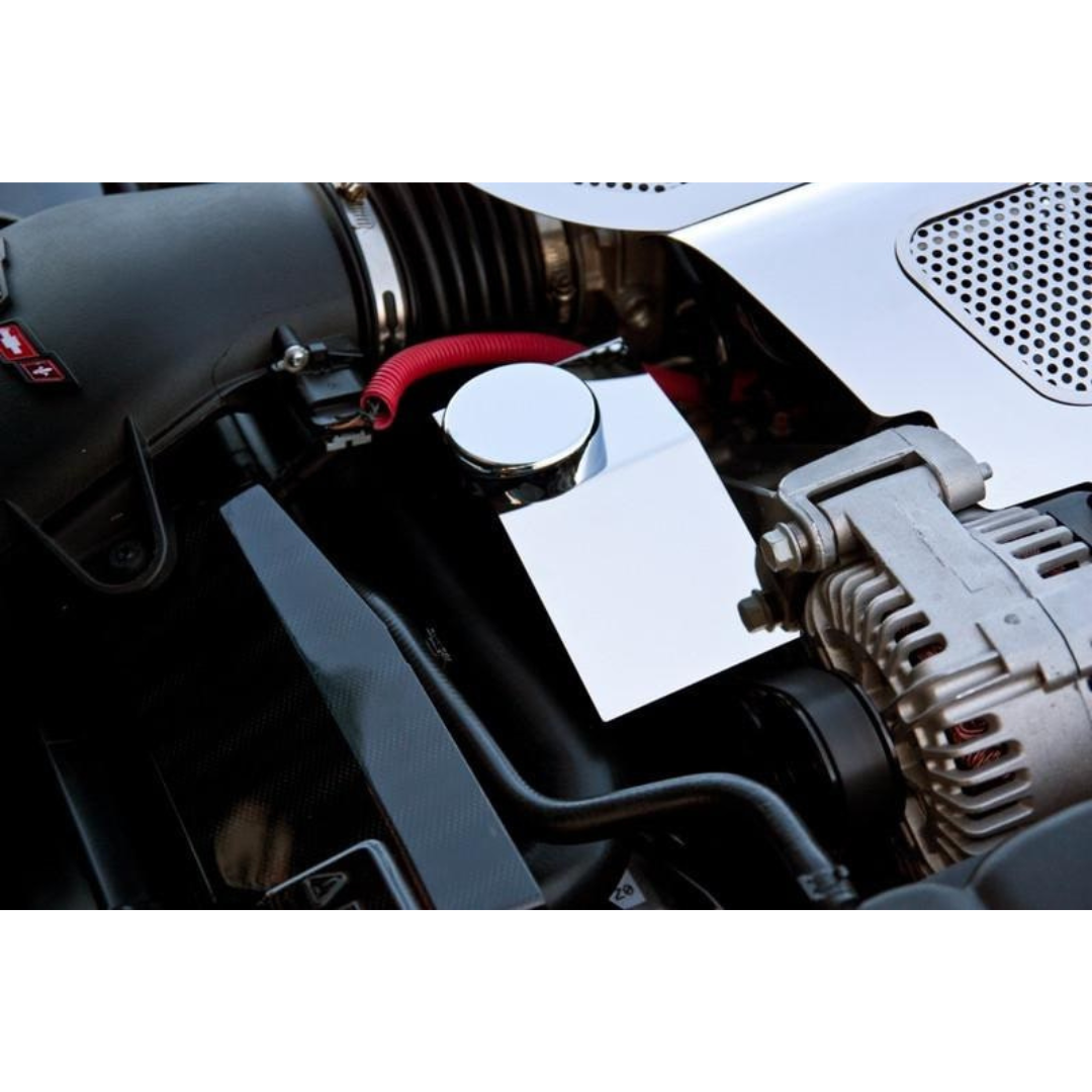 C6 Corvette Power Steering Reservoir Cover w/ Cap - 2008-2013 Polished Stainless Steel