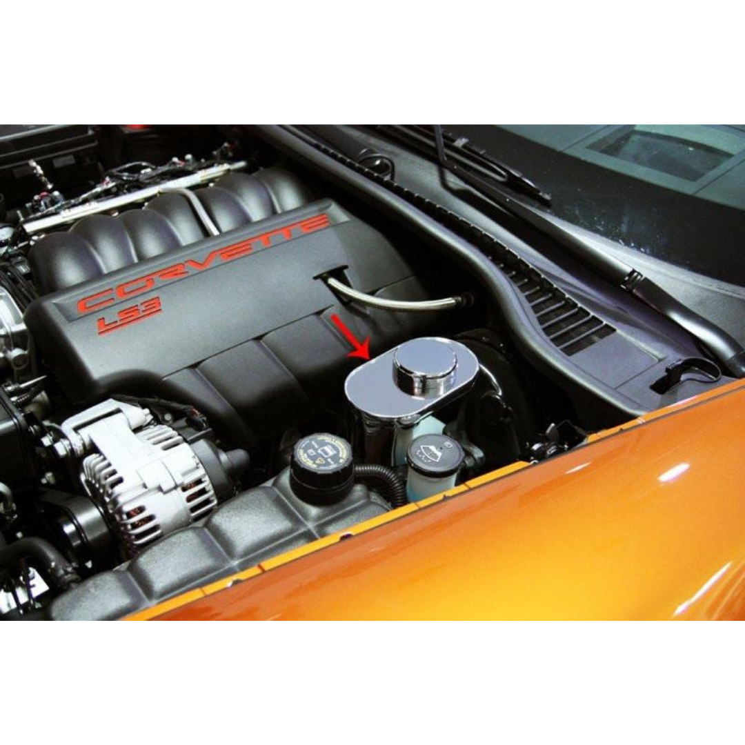 C6 Corvette Brake Master Cylinder Cover w/ Cap Cover - 2009-2013 Polished Stainless Steel