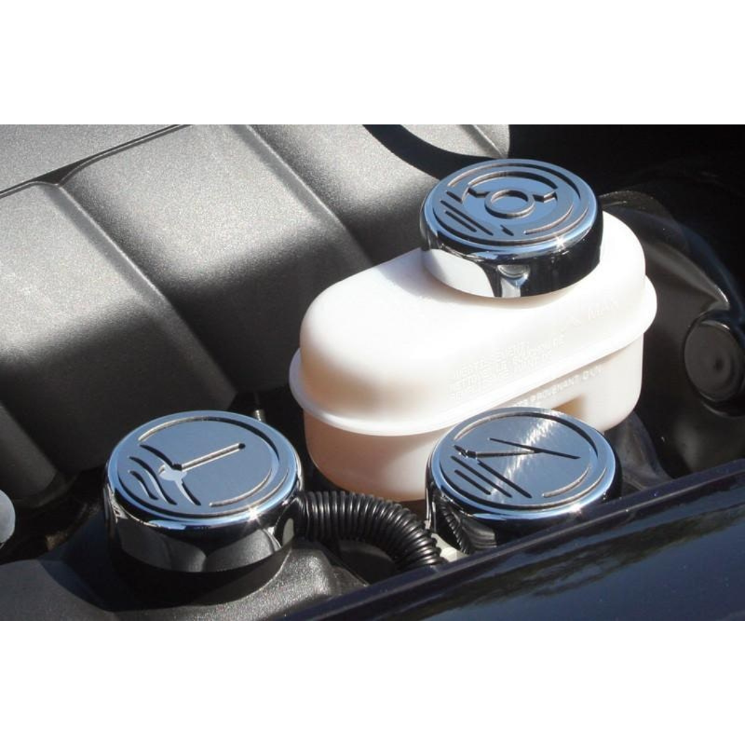 C6 Corvette Executive Series Fluid Cap Cover Set - Automatic 5Pc Triple Chrome Plated