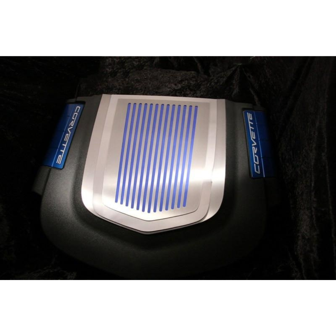 C6 Corvette ZR1 Engine Shroud Cover Ribbed Style - 2Pc Polished Stainless Steel