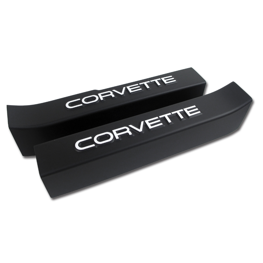 1988-1989 Corvette Door Sill Guards W/Corvette Logo - Black - CA