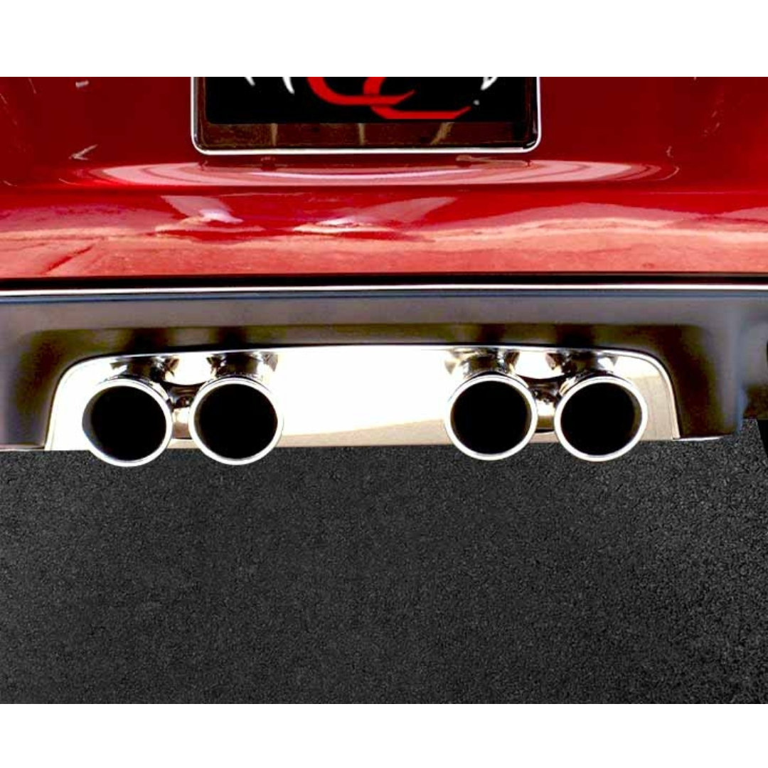 C6 Corvette Exhaust Filler Panel Polished Stainless Steel - Flowmaster Quad Tips