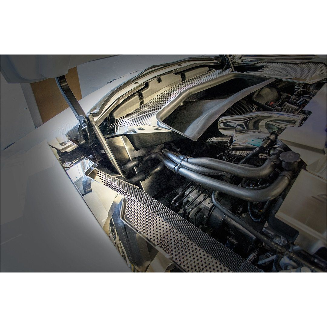 C7 Corvette Engine Fan Shroud Cover - Brushed / Polished Stainless Steel