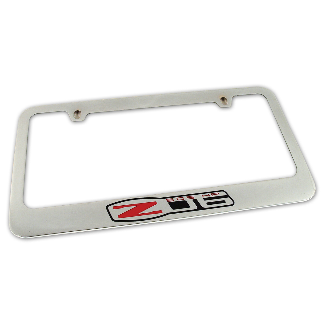 2005-2013 Corvette License Frame - Chrome with C6 Z06 505hp Logo - CA