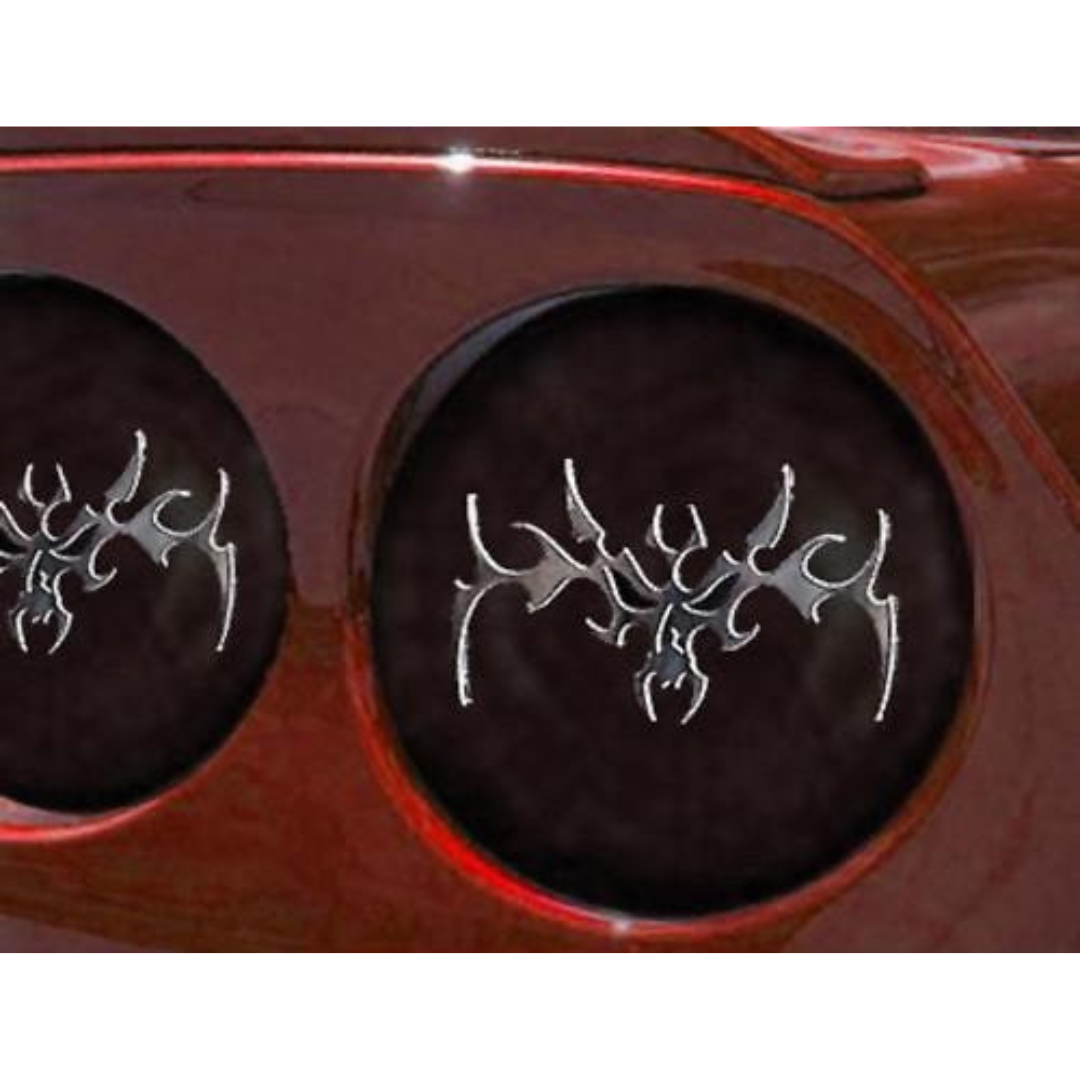 C6 Corvette Taillight Covers w/ Blackout Kit - Polished Tribal Skull | 8 Pc Kit