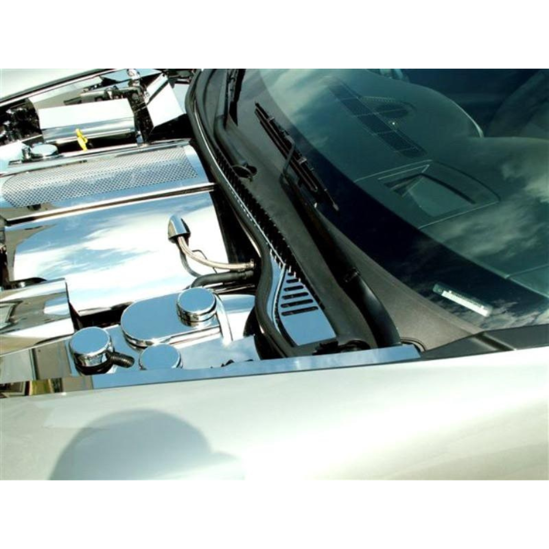 C6 Corvette Wiper Cowl Cover - 2008-2013 2Pc Polished Stainless Steel