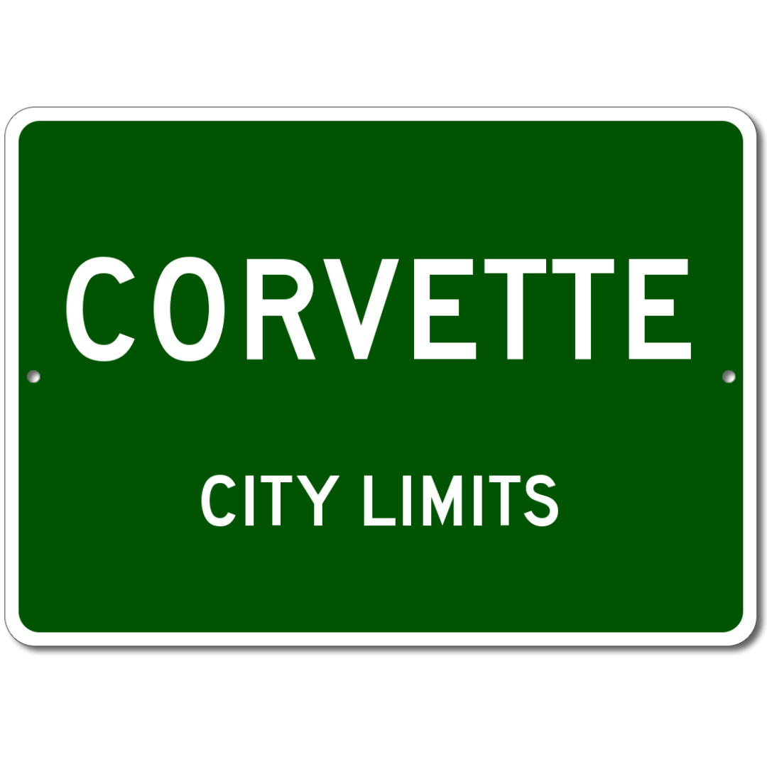 Corvette - City Limits - Aluminum Sign