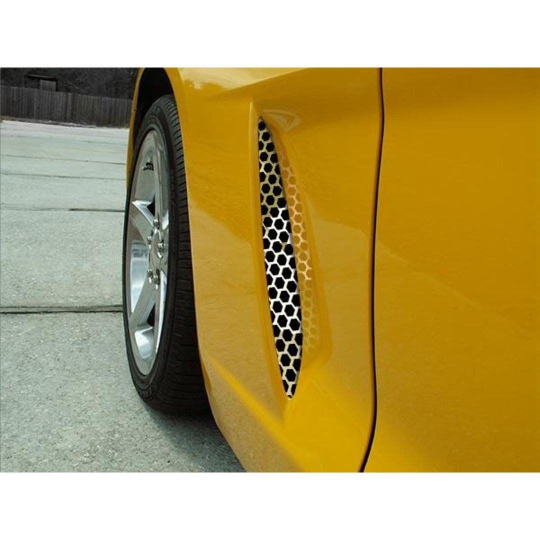 C6 Corvette Front Vent Grilles | Matrix Series | 2 pc Polished Stainless Steel