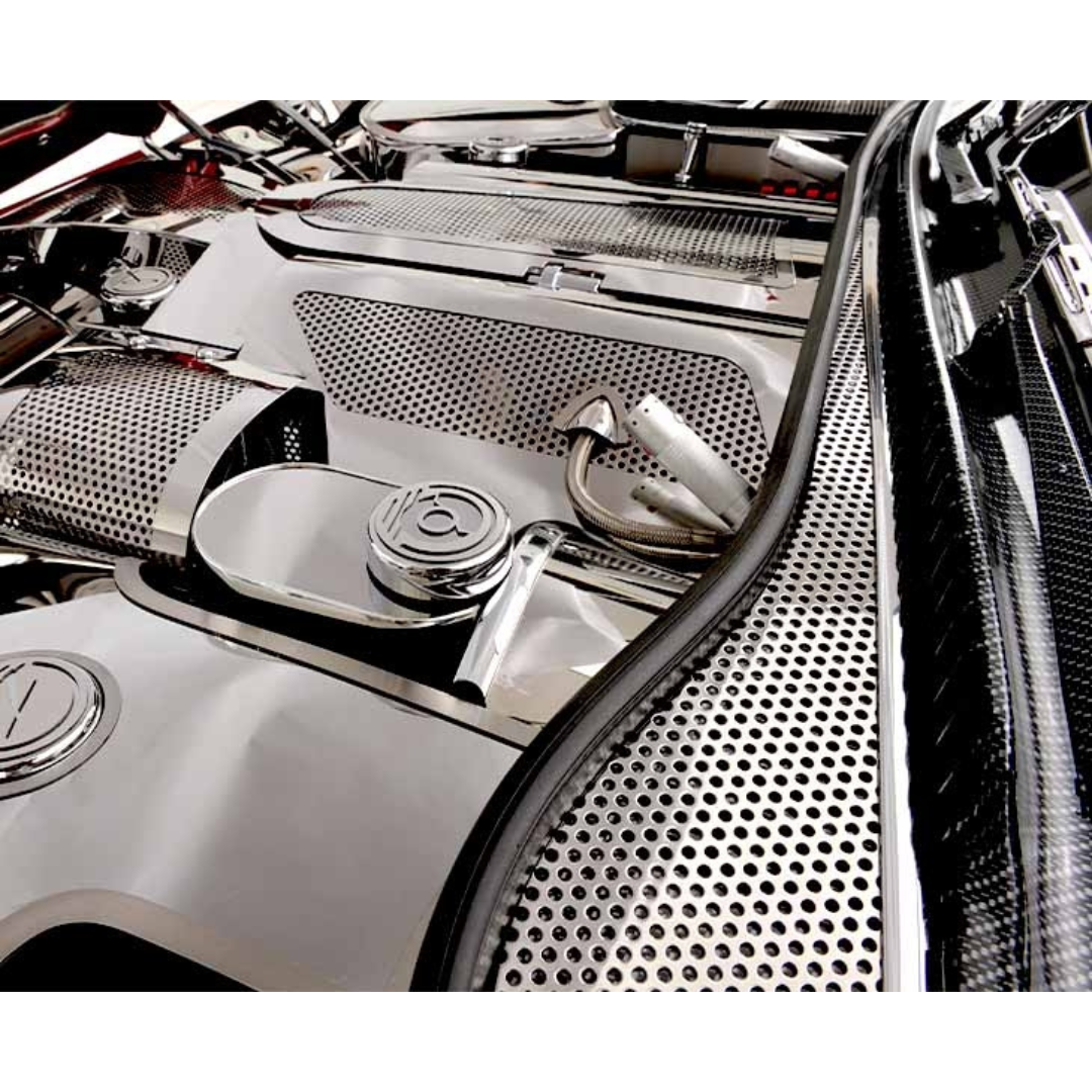 C5 Corvette Wiper Cowl Cover - Perforated Polished Stainless Steel