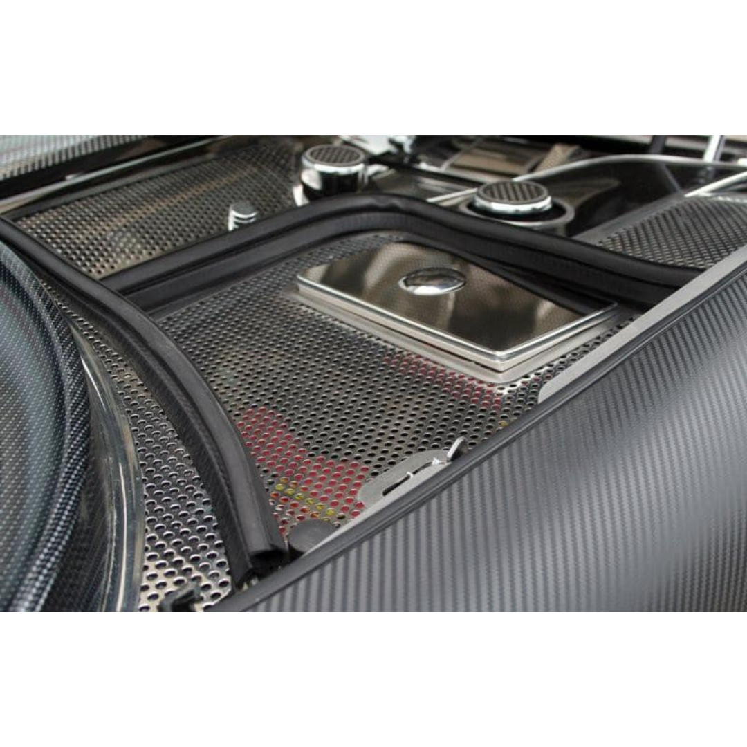 C5 Corvette Battery / Fuse Box Cover - Perforated Polished Stainless Steel