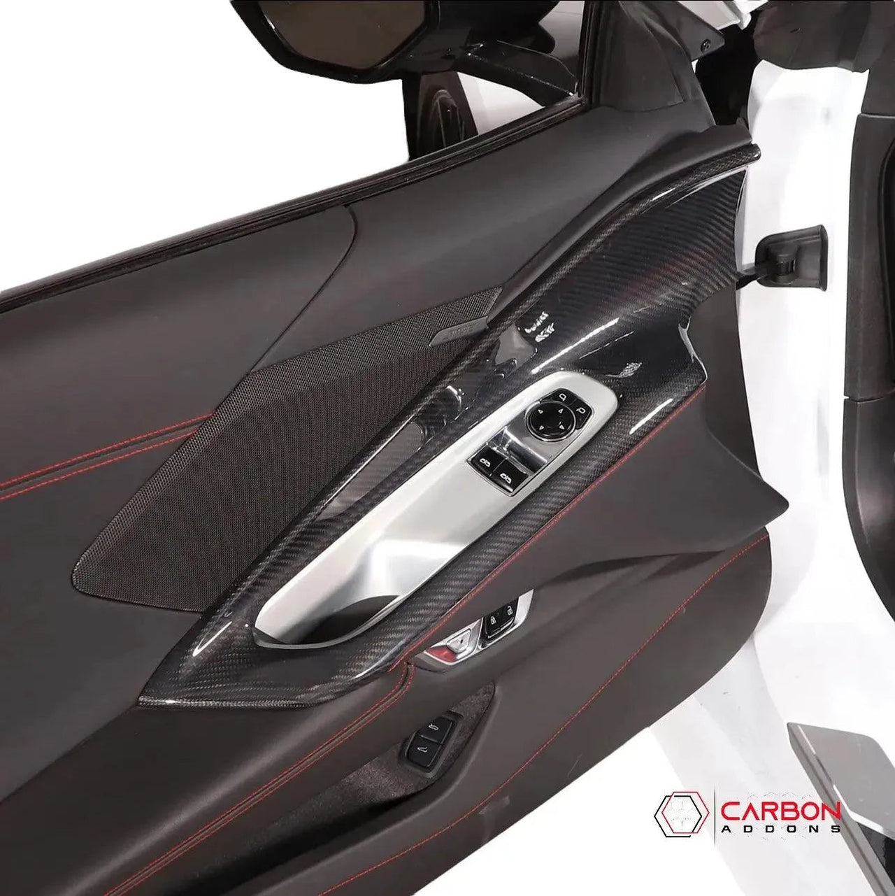 C8 Corvette 2020+ Real Carbon Fiber Window Switch Outer Trim Panel Frame Cover