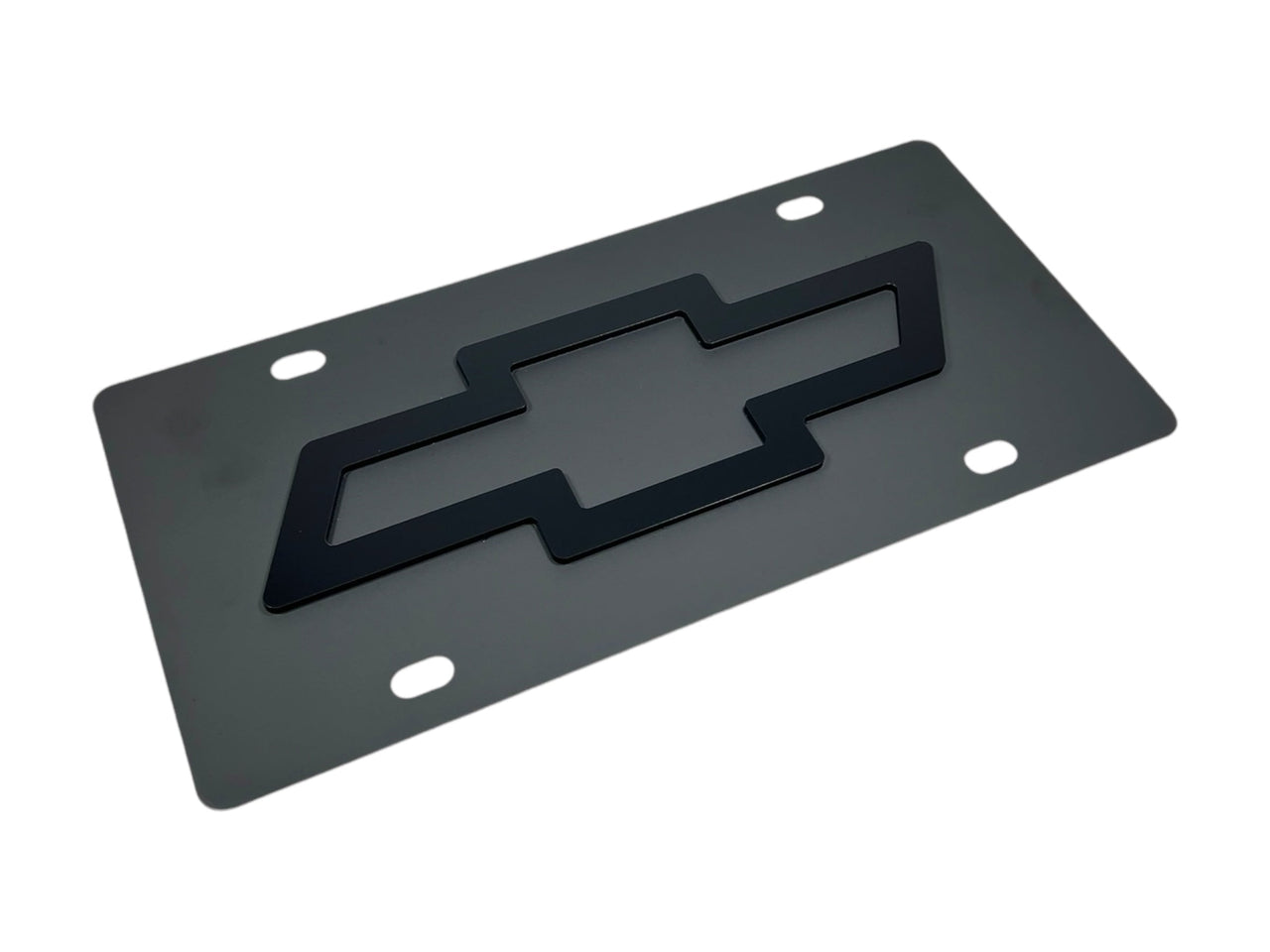 Chevrolet Bowtie Blacked Out Carbon Steel License Plate