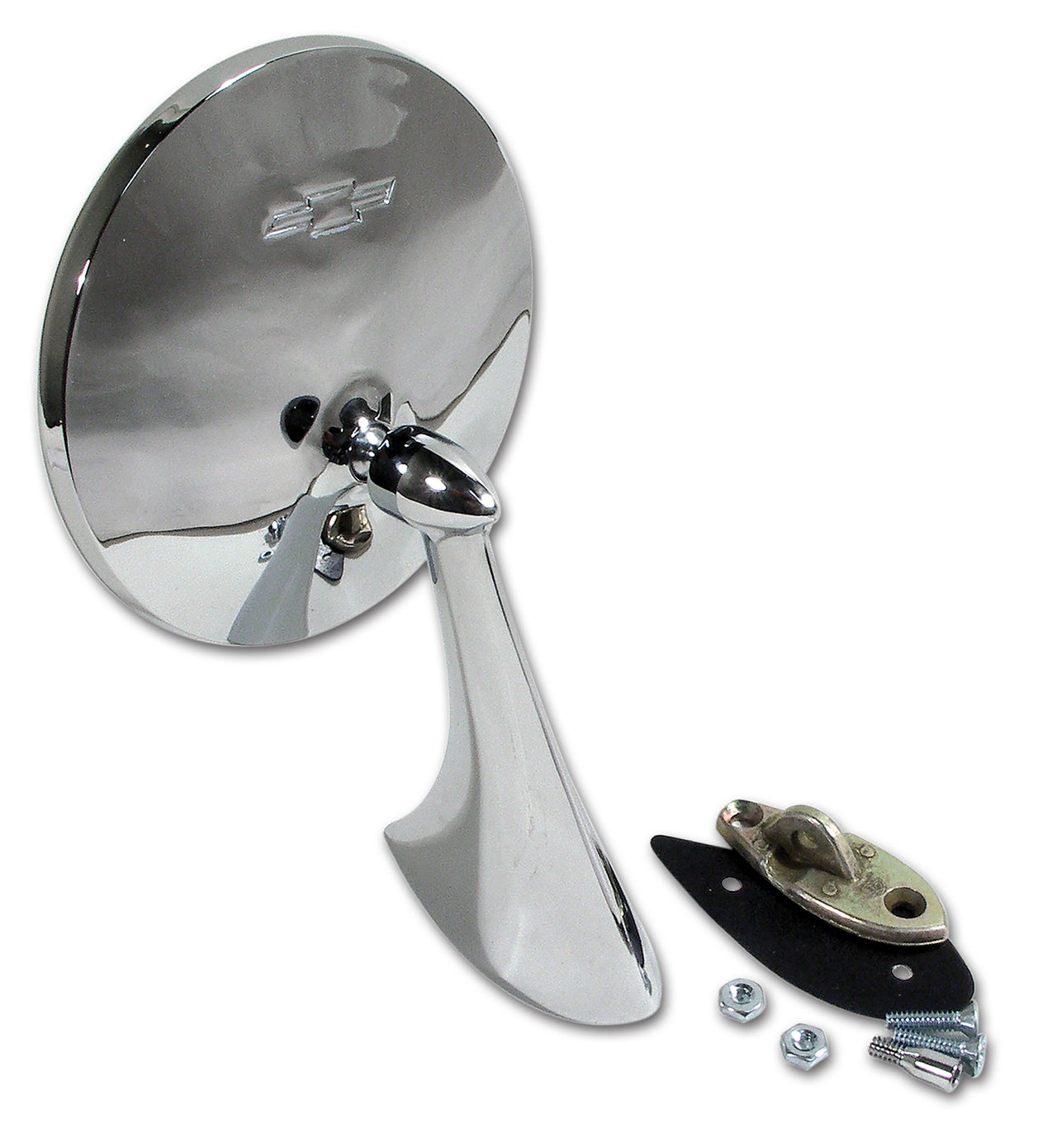 1963-1967 Corvette Outside Mirror RH W/Bowtie W/Mount Kit-33249-Corvette-Store-Online