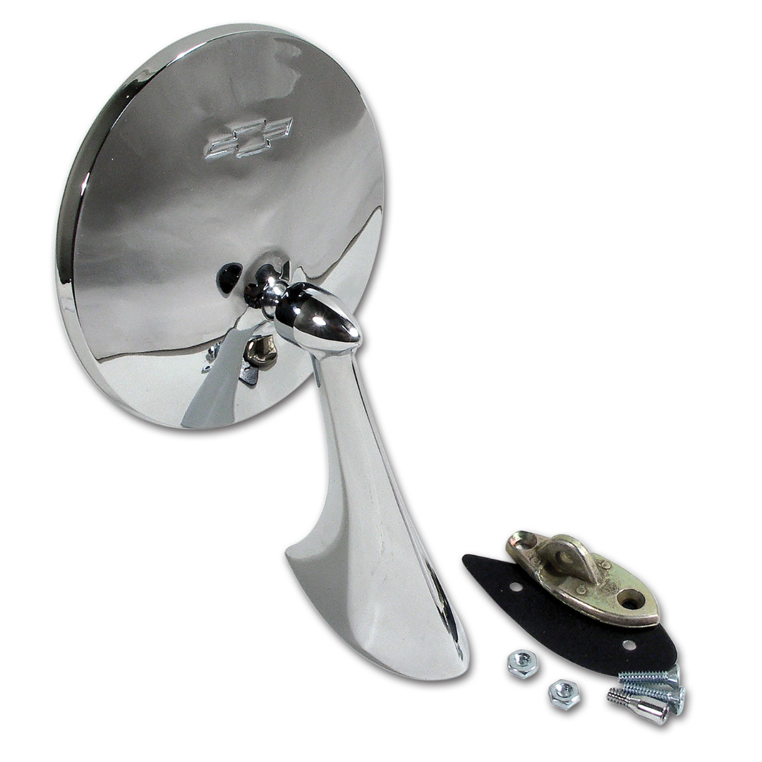 C2 1963-1967 Corvette Outside Mirror RH W/Bowtie W/Mount Kit - CA