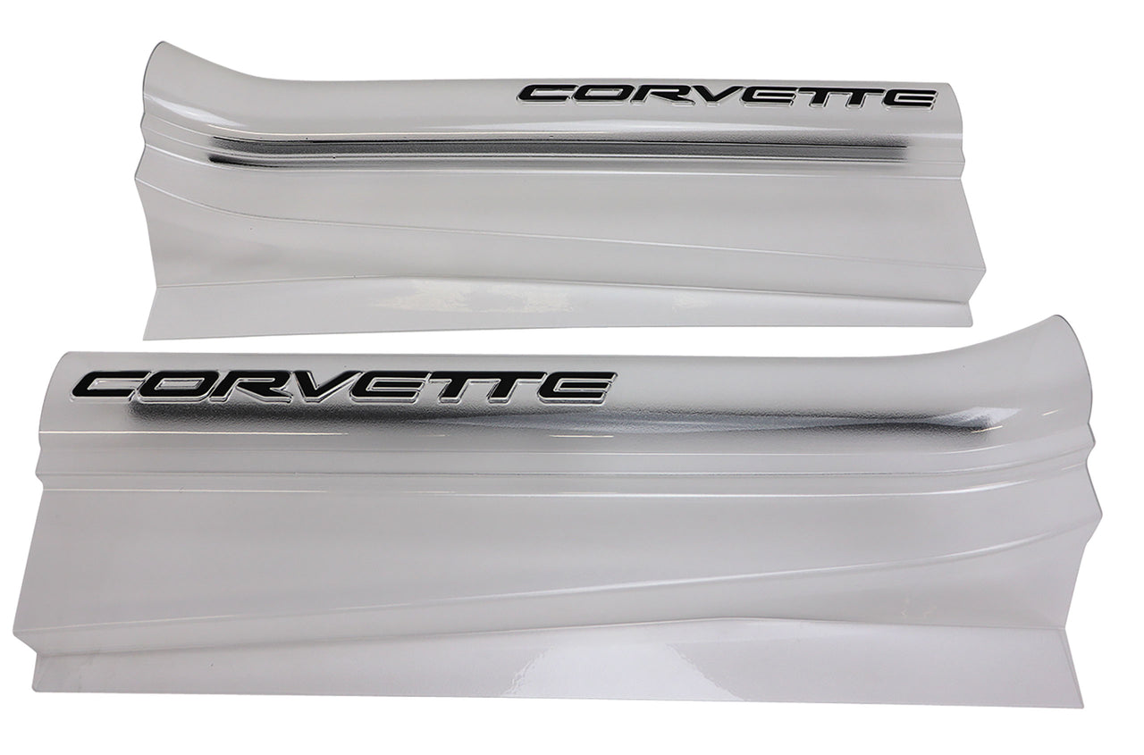 1997-2004 Corvette Door Sill Guards W/Corvette Logo - Clear-34837-Corvette-Store-Online