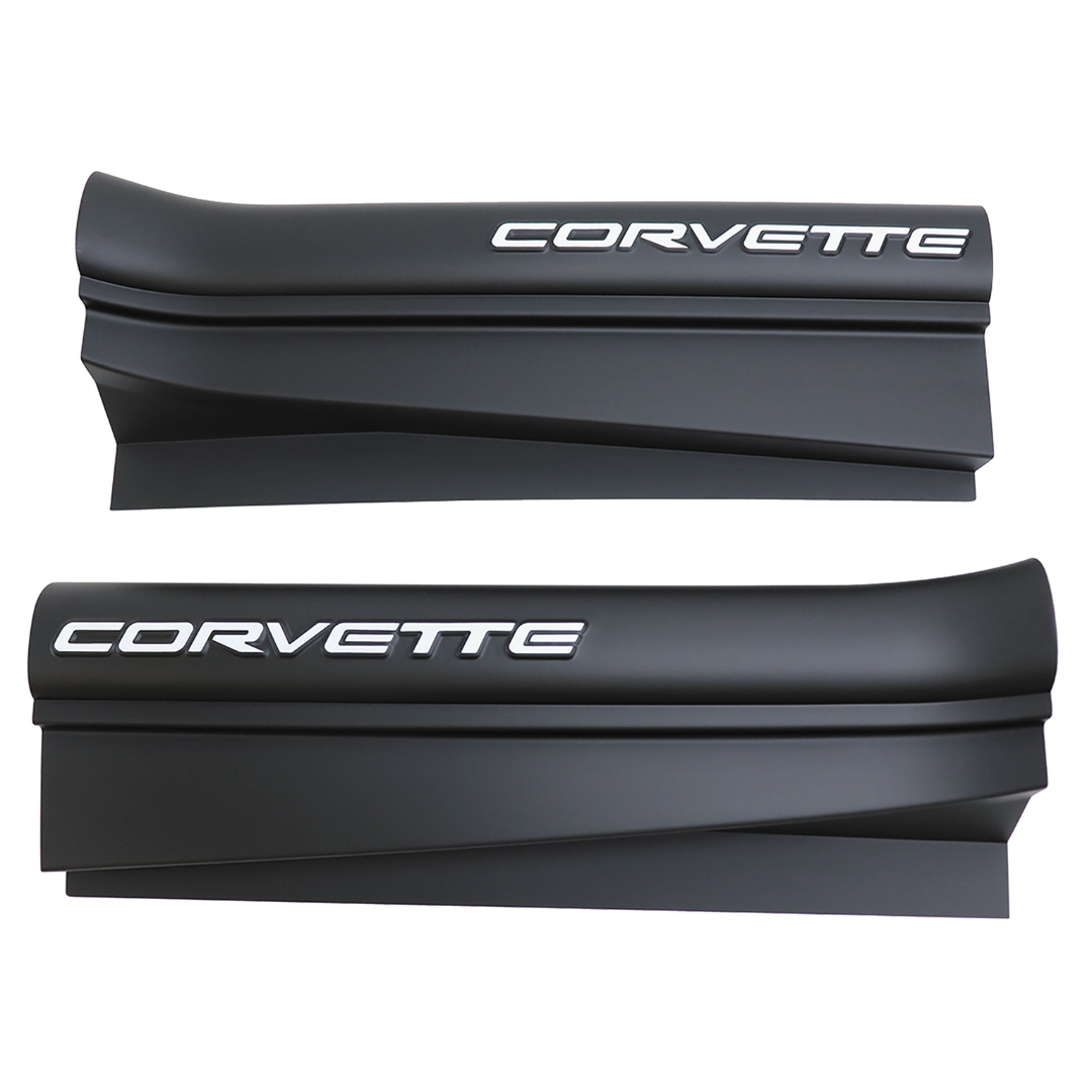 C5 1997-2004 Corvette Door Sill Guards W/Corvette Logo - Black - CA