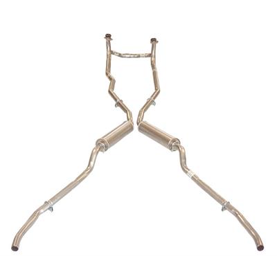 1956-1958 Corvette Exhaust System - W/Crossover - Off-road Round Mufflers-35484-Corvette-Store-Online