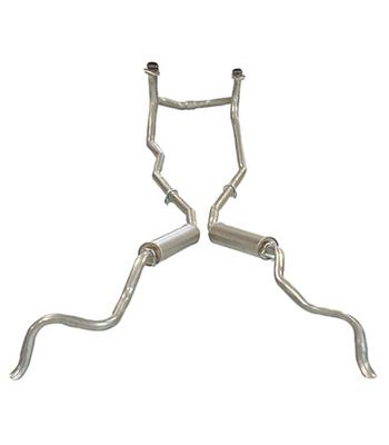 1961-1962 Corvette Exhaust System - W/Crossover - Off-road Round Mufflers - 2 Inch-35486-Corvette-Store-Online