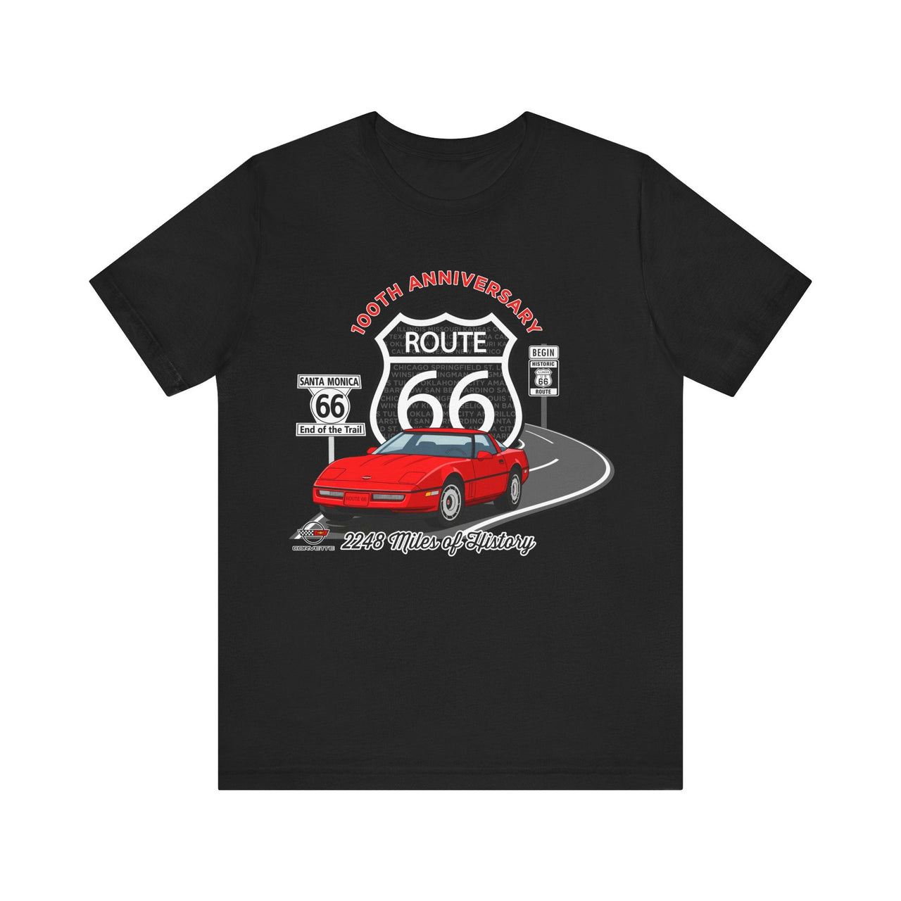 C4 Corvette Route 66 100th Anniversary Short Sleeve Tee
