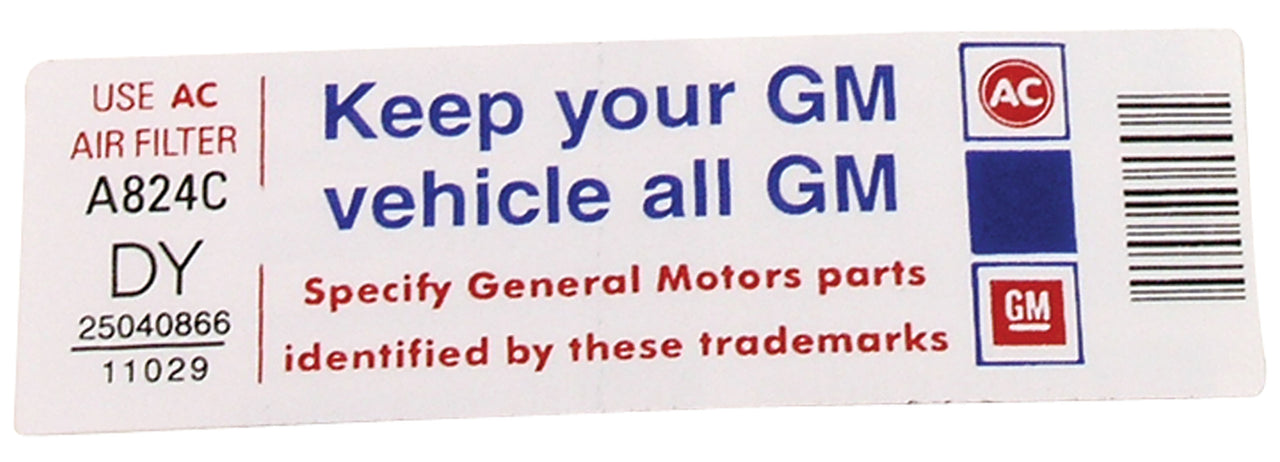 1982-1982 Corvette Decal Air Cleaner Keep Your GM Car All GM-36384-Corvette-Store-Online