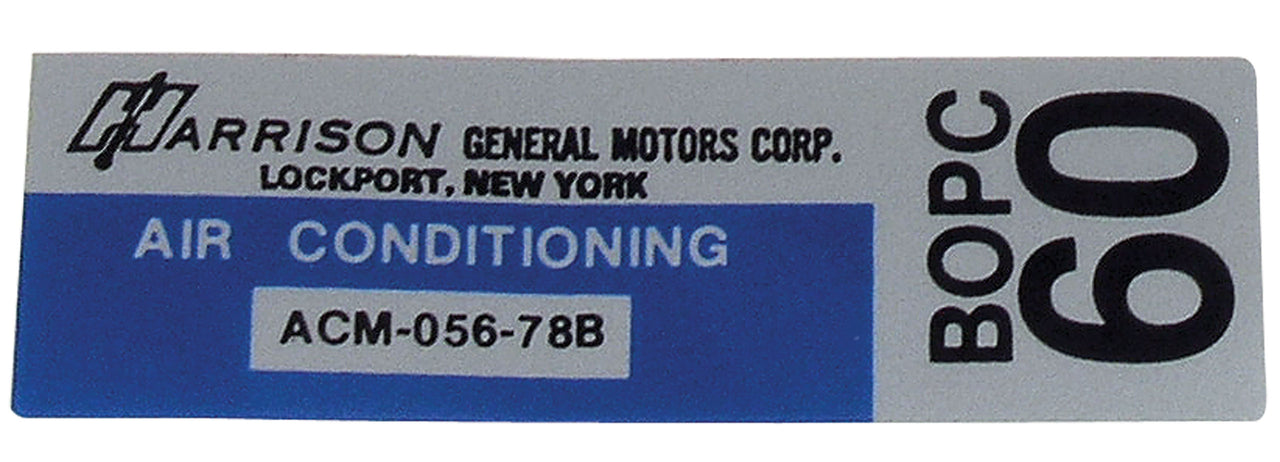 1978-1978 Corvette Decal Air Conditioning Foil Plate-36385-Corvette-Store-Online