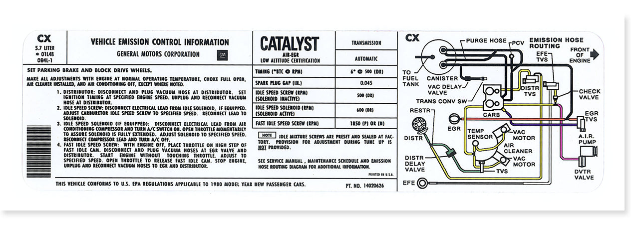 1980-1980 Corvette Decal Emission 350 L48 Automatic-36434-Corvette-Store-Online