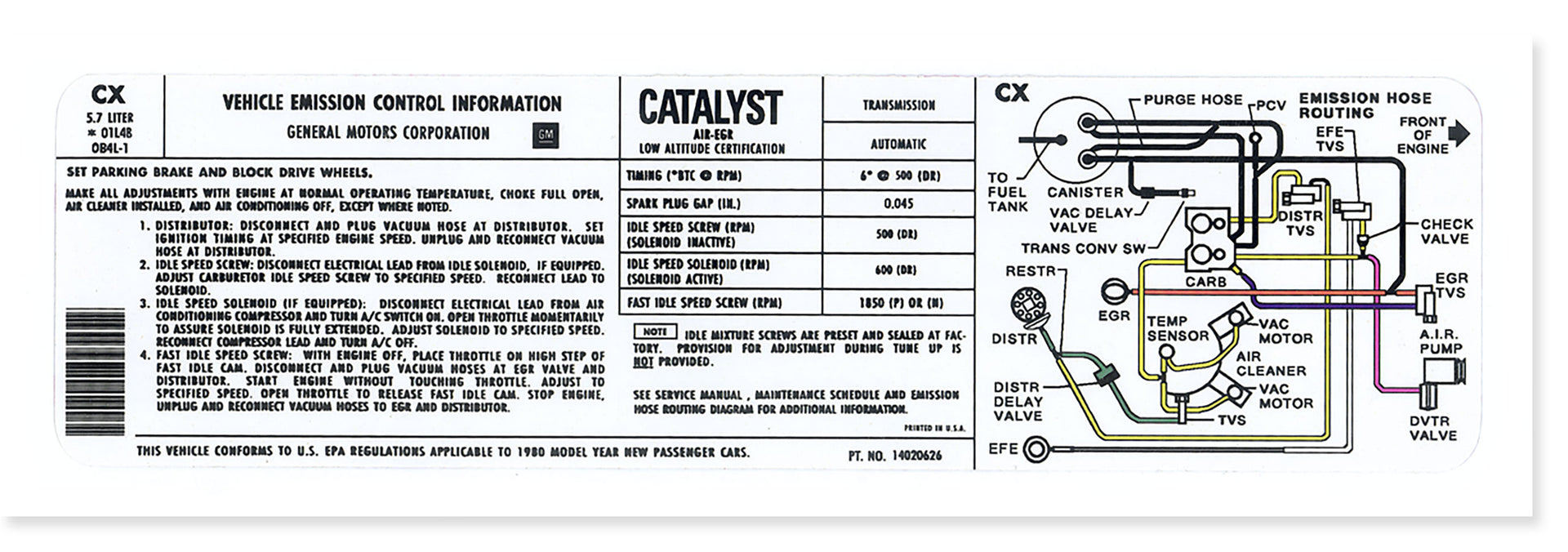 1980-1980 Corvette Decal Emission 350 L48 Automatic-36434-Corvette-Store-Online