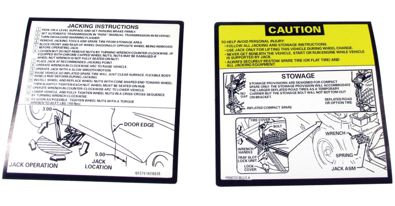 1979-1981 Corvette Instructions Jacking 2 Piece Set-36473-Corvette-Store-Online