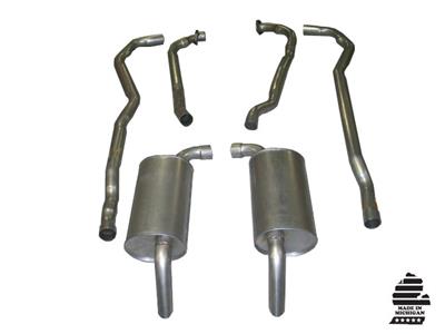 1974-1974 Corvette Exhaust System - L82 Automatic 2-25 Inch - Round Mufflers-36594-Corvette-Store-Online