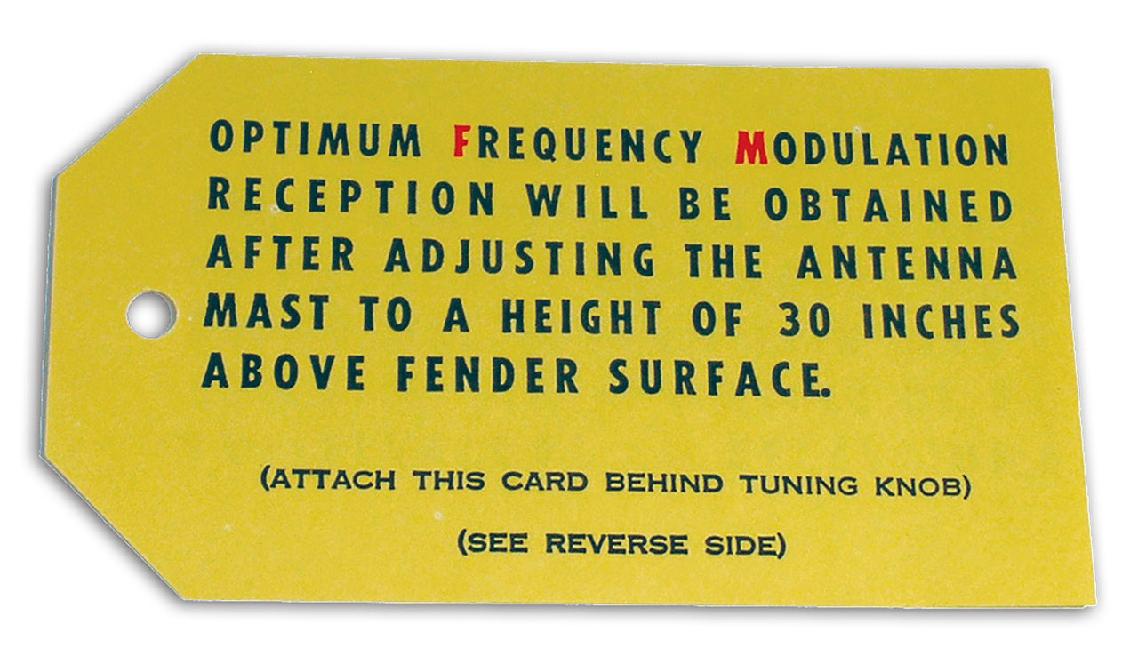 1964-1966 Corvette Card. Fm Radio Antenna - CA-37059-Corvette-Store-Online