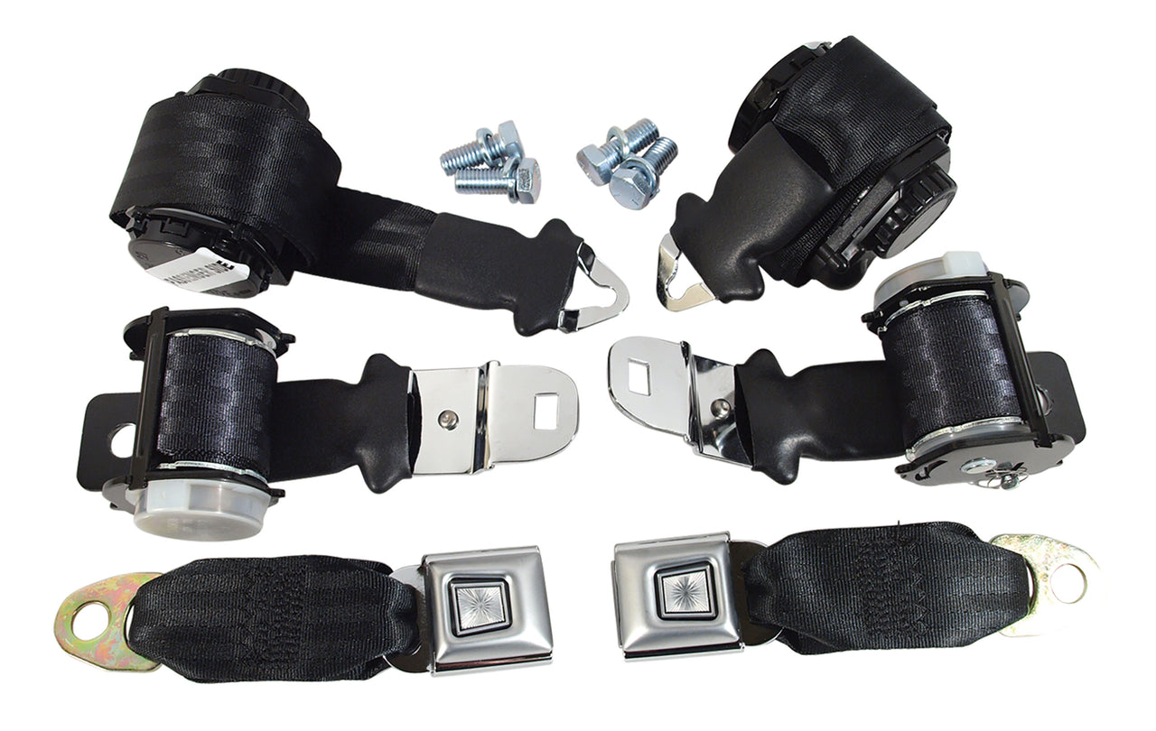 1972-1973 Corvette Seat Belts Lap & Shoulder - Black-37402-Corvette-Store-Online