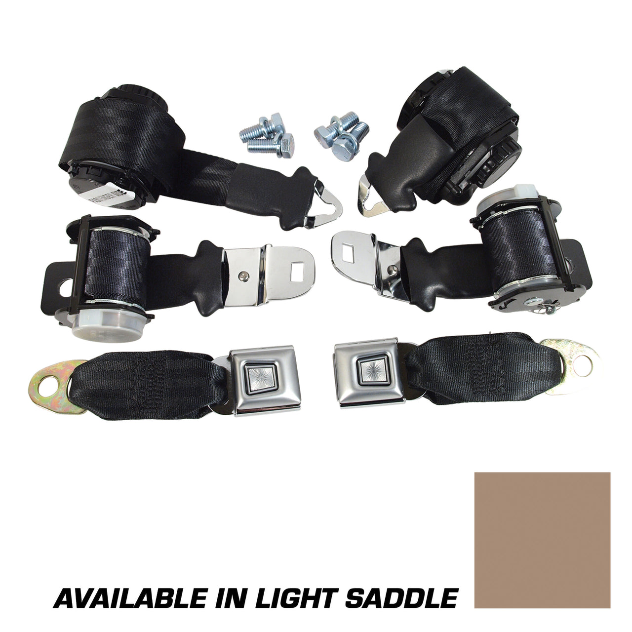 1972-1973 Corvette Seat Belts Lap & Shoulder - Light Saddle-37404-Corvette-Store-Online