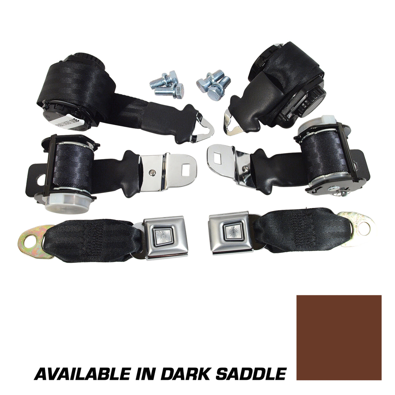 1972-1973 Corvette Seat Belts Lap & Shoulder - Dark Saddle-37405-Corvette-Store-Online