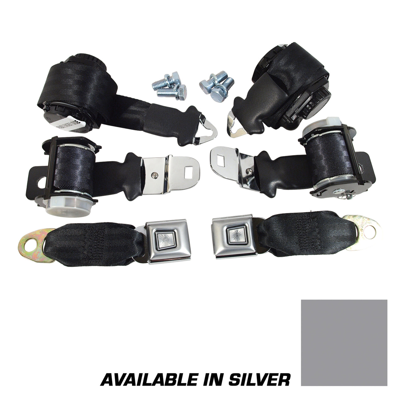 1972-1973 Corvette Seat Belts Lap & Shoulder - Silver-37407-Corvette-Store-Online
