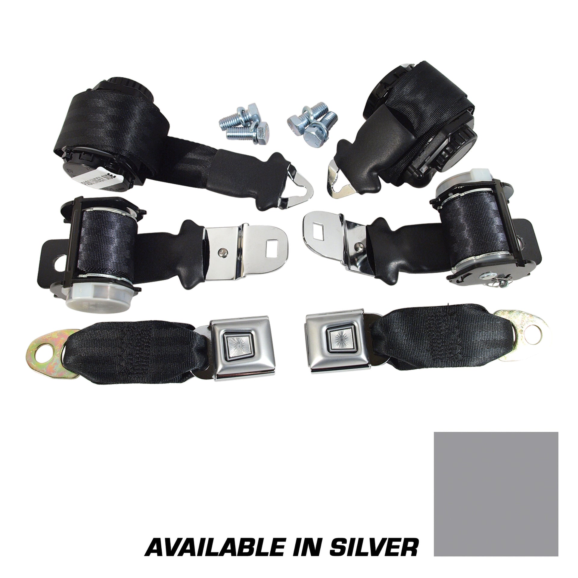 1972-1973 Corvette Seat Belts Lap & Shoulder - Silver-37407-Corvette-Store-Online