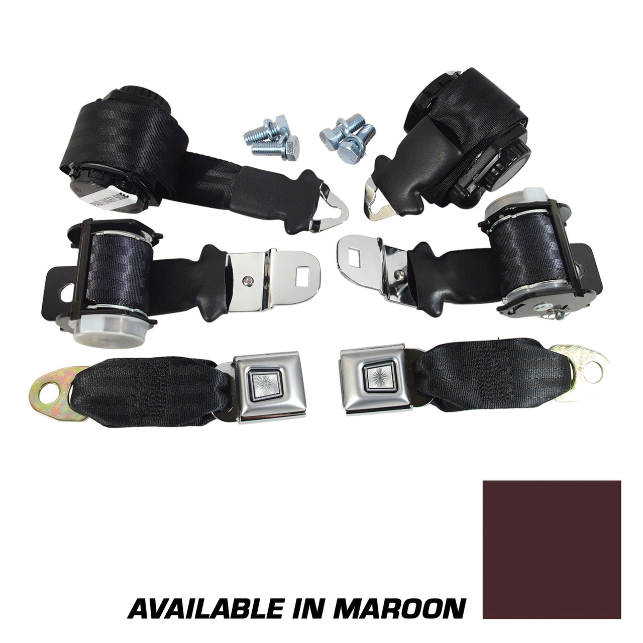 1972-1973 Corvette Seat Belts Lap & Shoulder - Maroon-37408-Corvette-Store-Online
