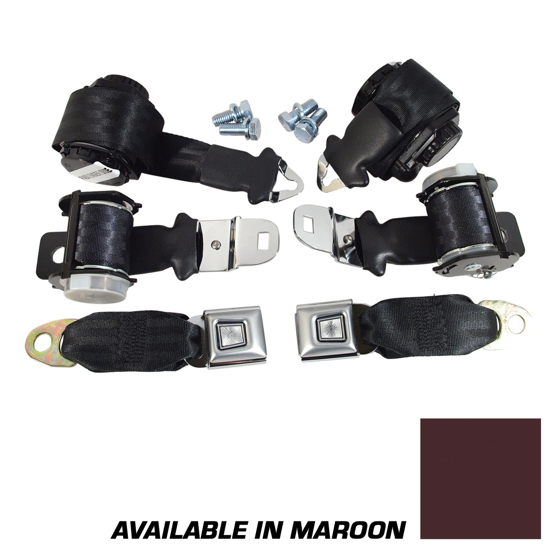 1972-1973 Corvette Seat Belts Lap & Shoulder - Maroon-37408-Corvette-Store-Online