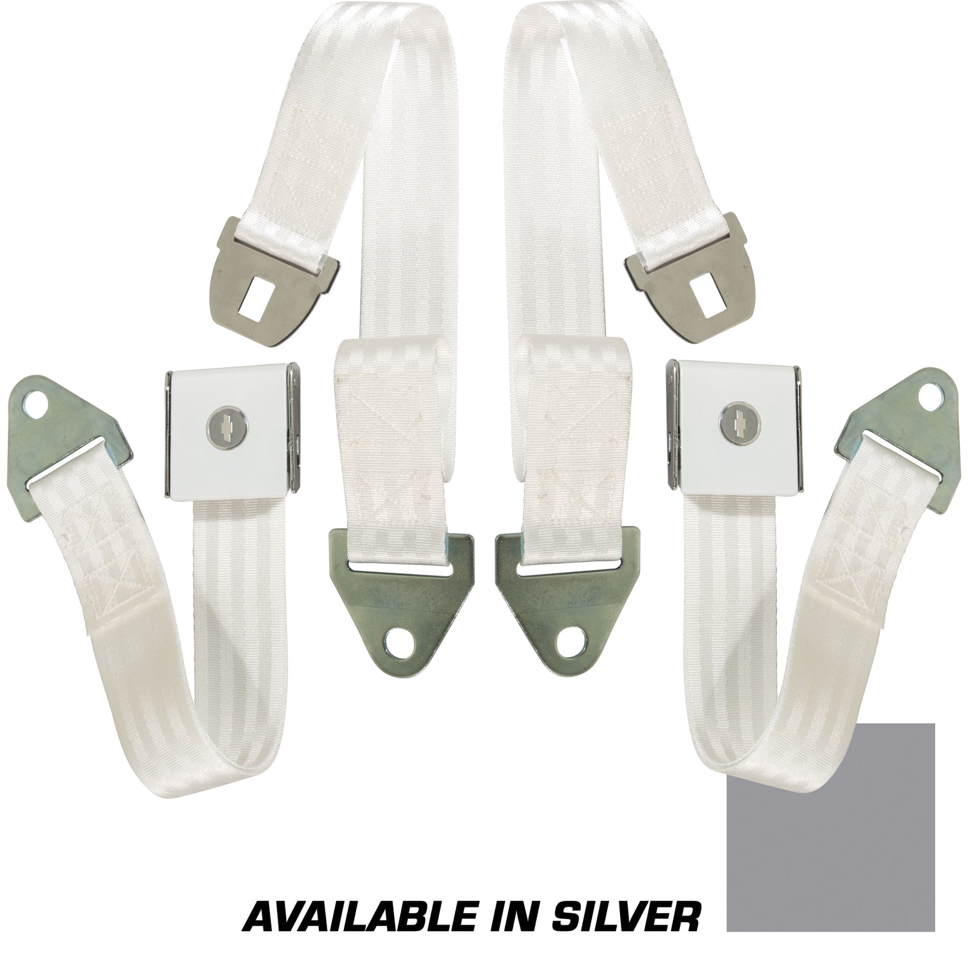 1964-1964 Corvette Seat Belts Bowtie Lift Latch - Silver-37475-Corvette-Store-Online